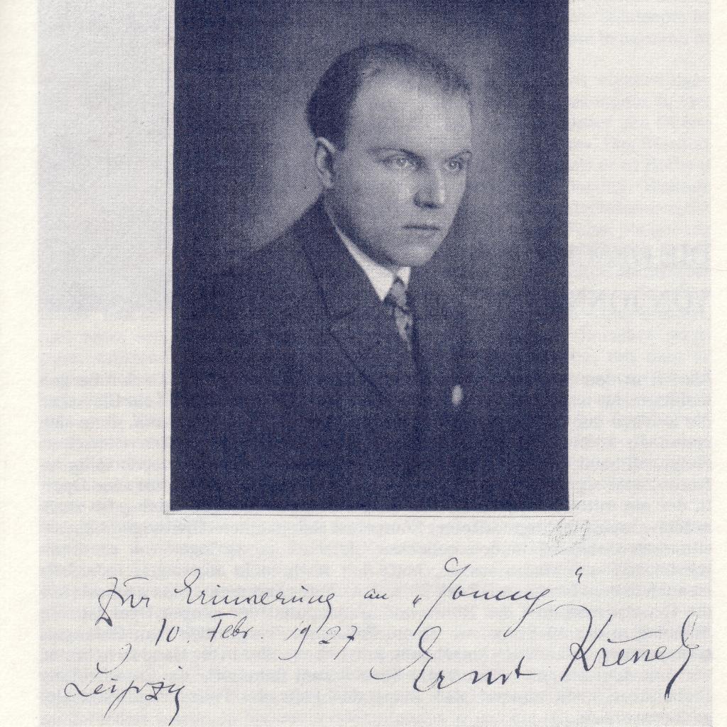 Ernst Krenek Widmung Jonny spielt auf 1927 Leipzig