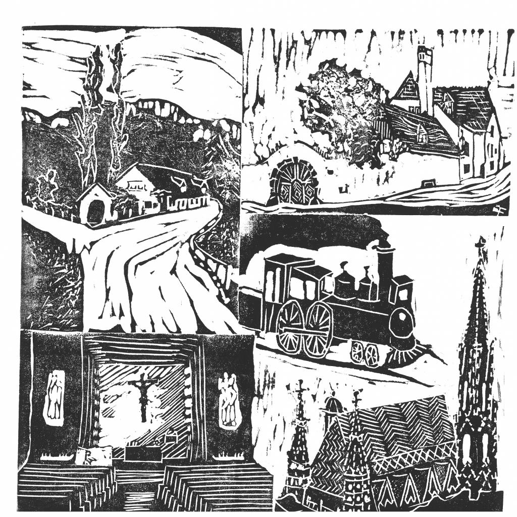 Zeichnung Falchetto Reisebuch aus den österreichischen Alpen Ernst Krenek Heimkehr