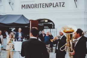 Minoritenplatz Krems, Bläserensemble des Tonkünstler Orchesters im Rahmen des 10-Jahr-Jubiläums des Ernst Krenek Forums, Oktober 2018
