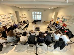 Workshop "Modular Synthesizer Ensemble", Gammon mit Schüler:innen des BORG Krems im Salon Krenek, November 2022