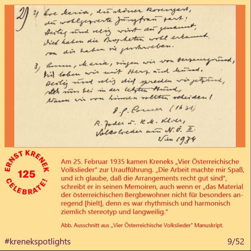 Manuskript vom Werk "Vier Österreichische Volkslieder"