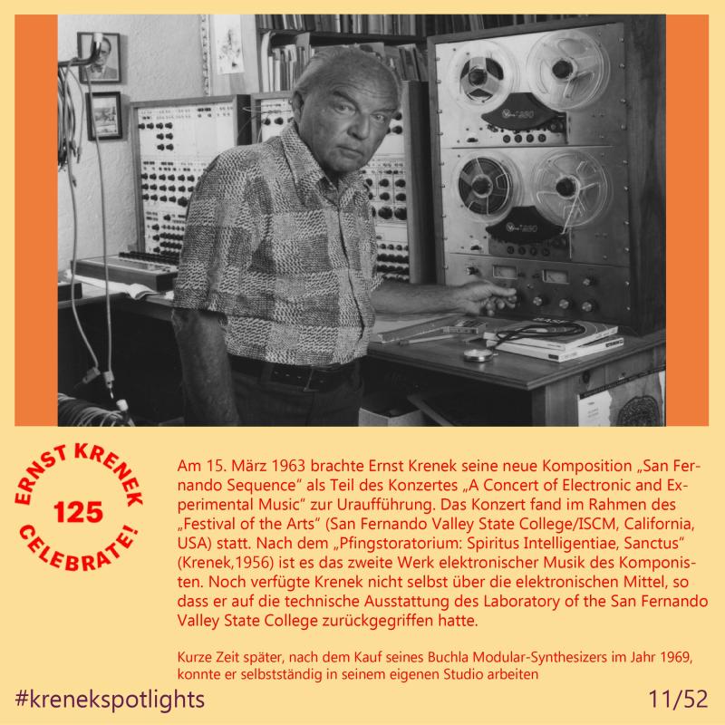 Krenek arbeitet mit seinem Buchla Synthesizer