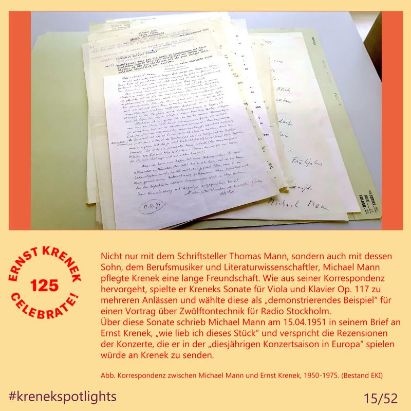 Briefaustausch mit Michael Mann zur Krenek Sonate