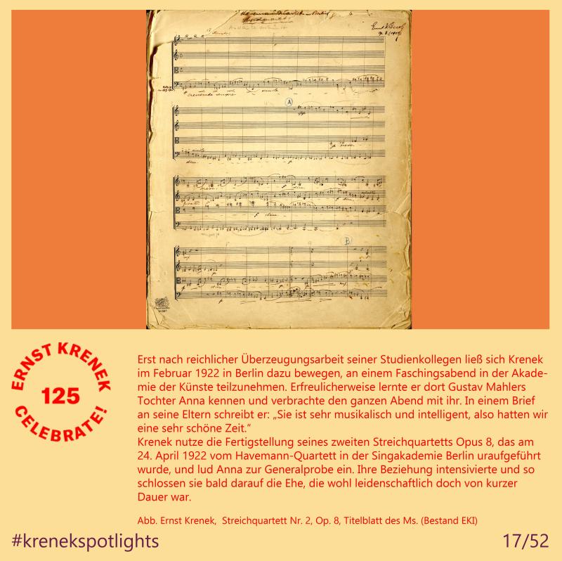 Streichquartett Nr. 2, Op. 8, Titelblatt des Ms.