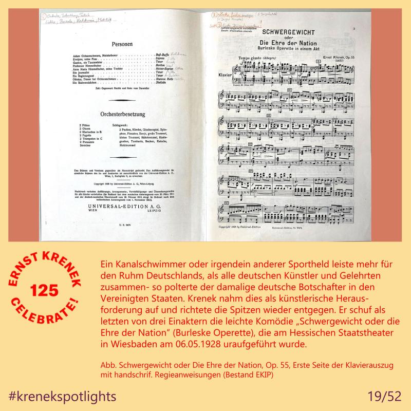 Op. 55, Erste Seite der Klavierauszug mit handschrif. Regieanweisungen 