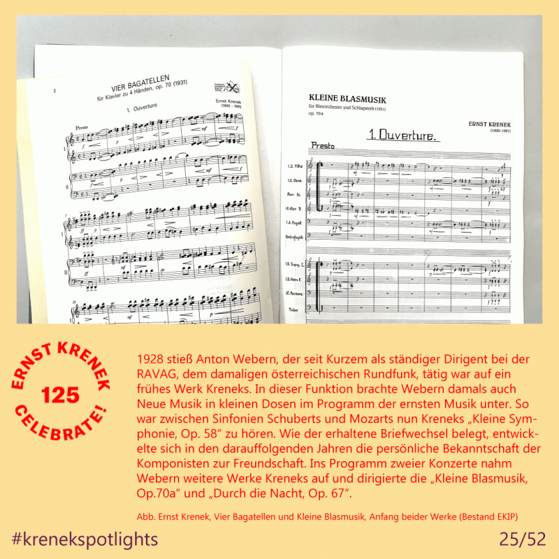 Ernst Krenek, Vier Bagatellen und Kleine Blasmusik, Anfang beider Werke